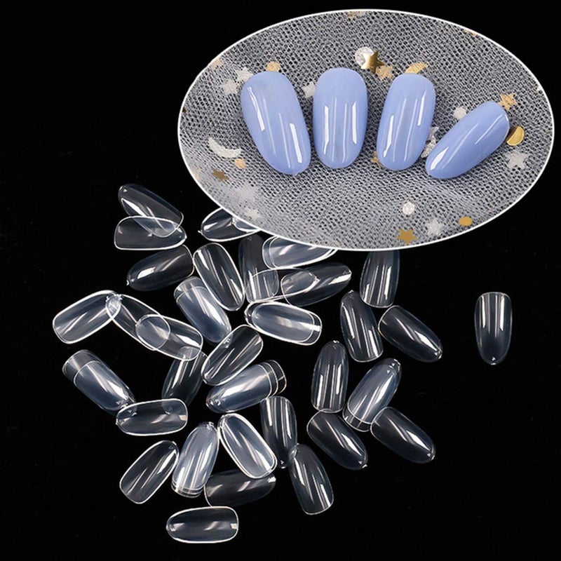 Sethexy Short Oval False Nails 500Pcs 10Sizes Full Cover Acrylic Nail Tips For Art Nail Design (Clear) - Image 1